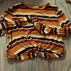 Long sleeve yellow ,blue , white , red stripes